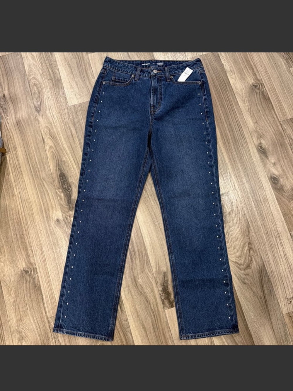 Old Navy Dark Blue Straight-Leg Jeans with Side Stud Accents